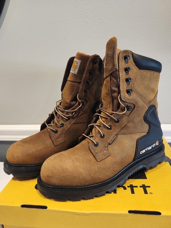 NIB~Men\'s~CARHARTT~Brown~CMW8100~Non Slip~Soft Toe~Waterproof~Work BOOTS~Sz 9M main image 6